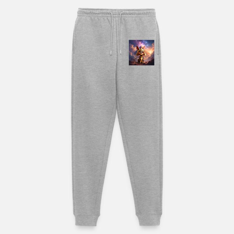 Pharaon Cat devant la pyramide - Pantalon de jogging Premium bio Homme - gris chiné