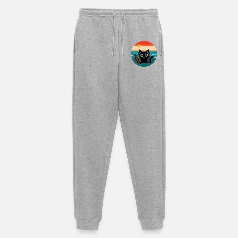 Surfende Katze - Männer Premium Bio Jogginghose - Grau meliert