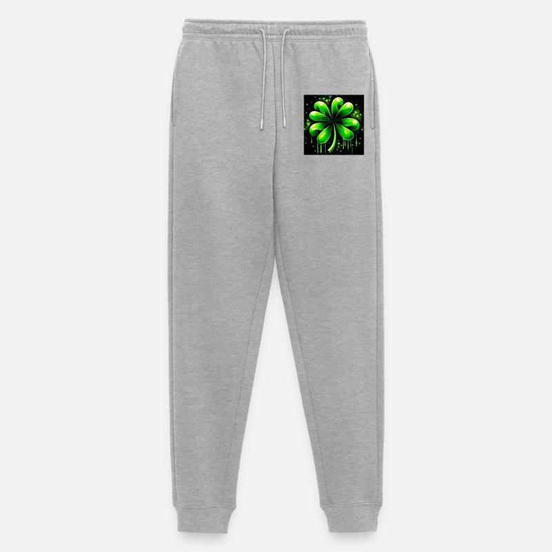 Vierblättriges Kleeblatt - Männer Premium Bio Jogginghose - Grau meliert