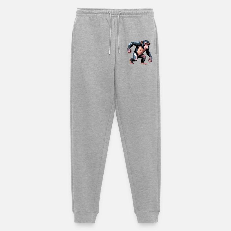 Monkey - Cooles Low-Poly-Logo - Männer Premium Bio Jogginghose - Grau meliert