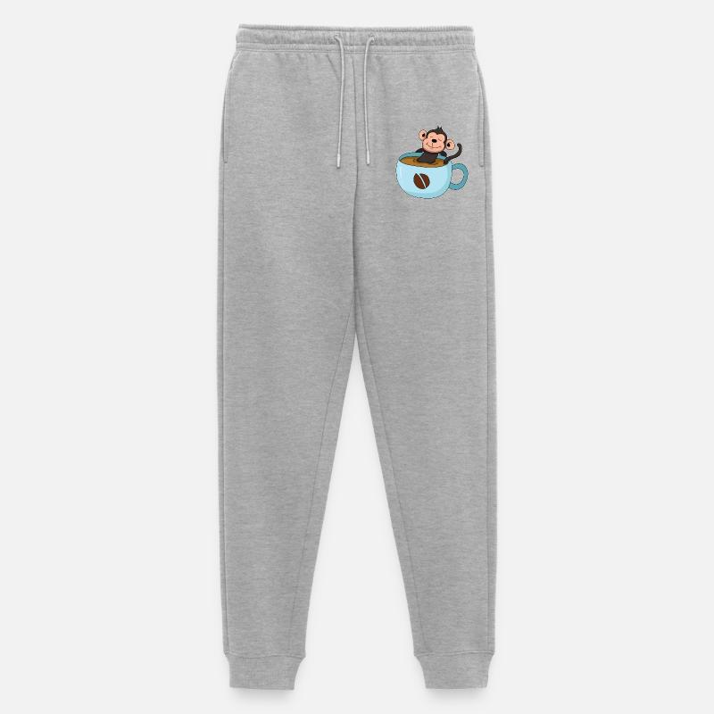 Kaffee-Äffchen - Männer Premium Bio Jogginghose - Grau meliert