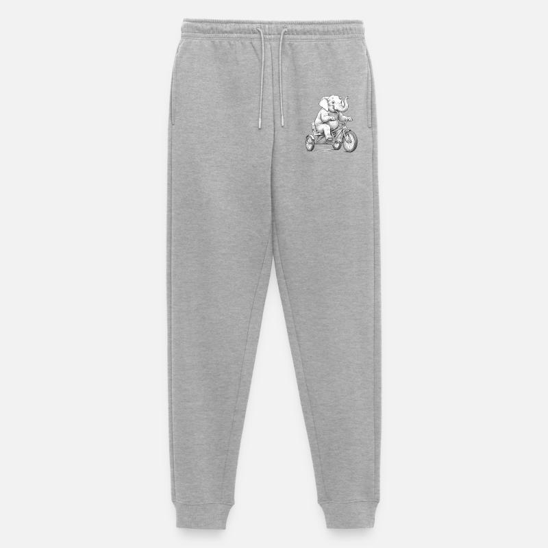 Elefant auf einem Dreirad - Männer Premium Bio Jogginghose - Grau meliert