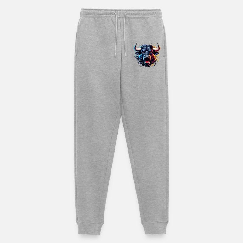 Stier - Männer Premium Bio Jogginghose - Grau meliert