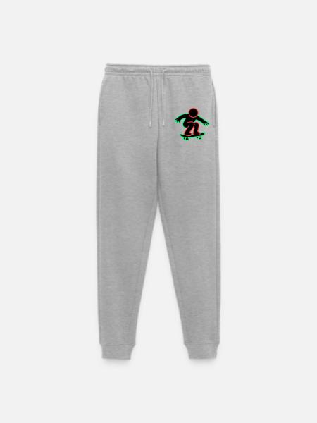 Neon Skateboarder Line Art - Men's Premium Organic Joggers - heather grey