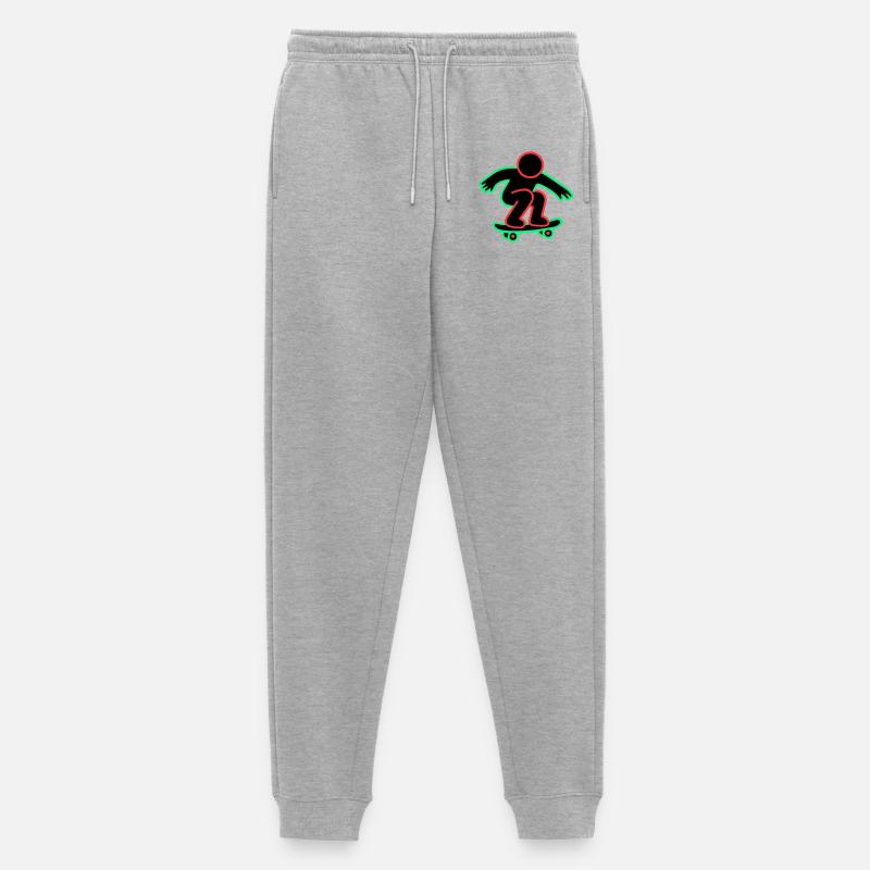 Dessin au trait de skateboarder néon - Pantalon de jogging Premium bio Homme - gris chiné