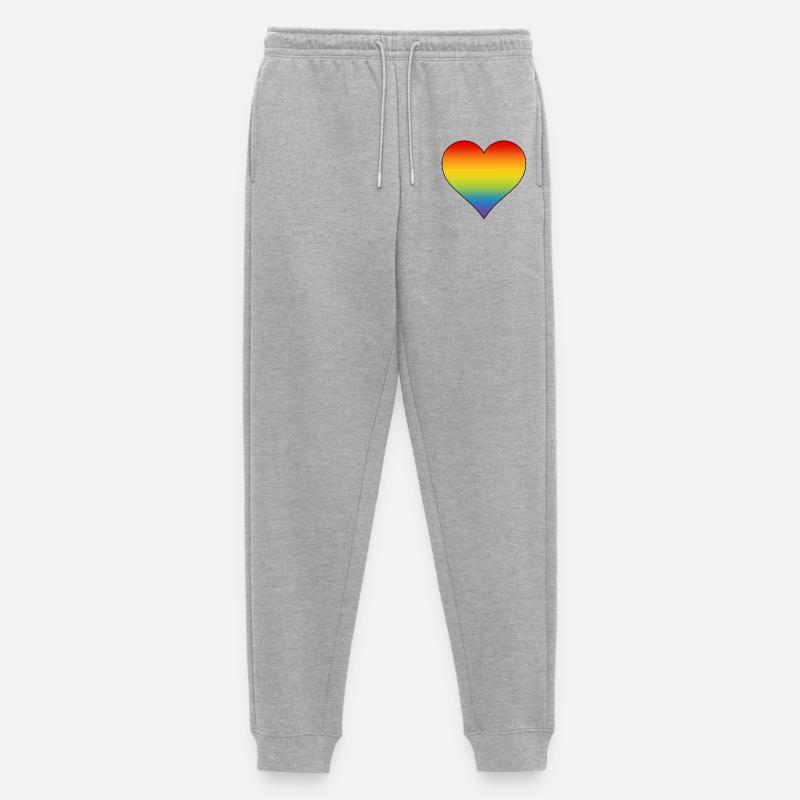 Regenbogen Herz  - Männer Premium Bio Jogginghose - Grau meliert