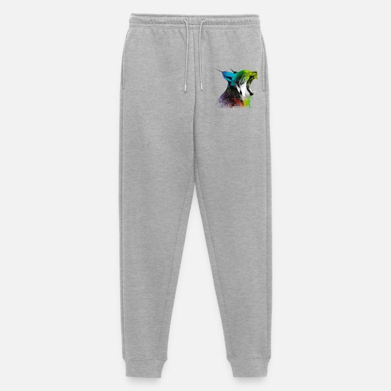 Gähnender Luchs - Männer Premium Bio Jogginghose - Grau meliert