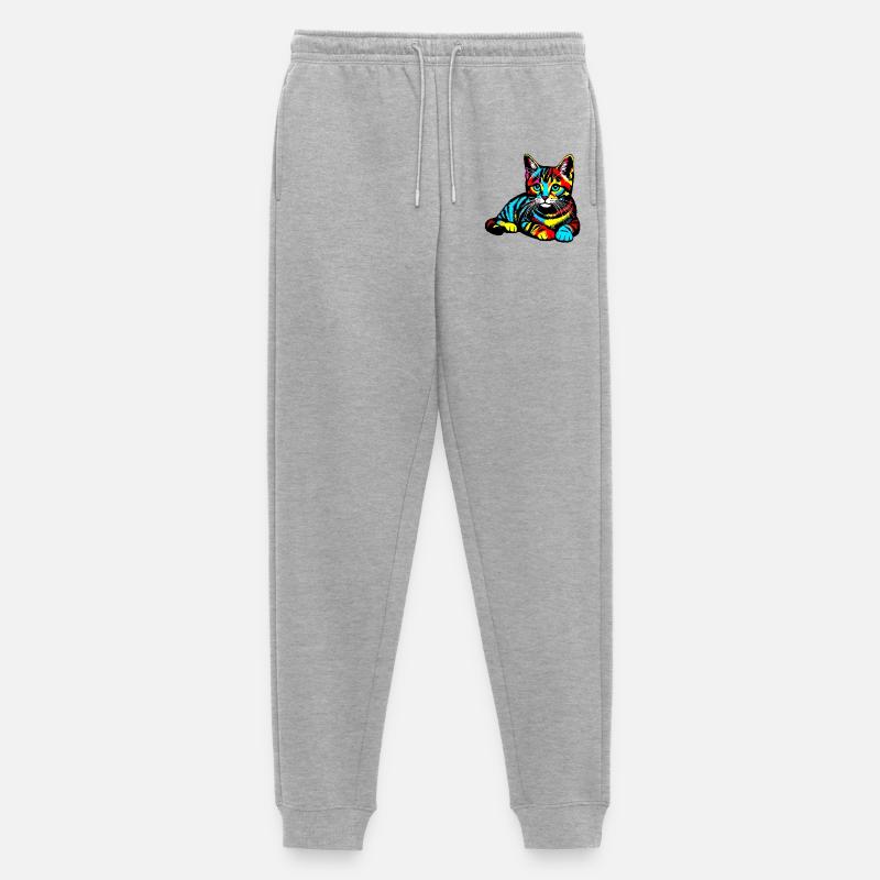 Katze - Männer Premium Bio Jogginghose - Grau meliert