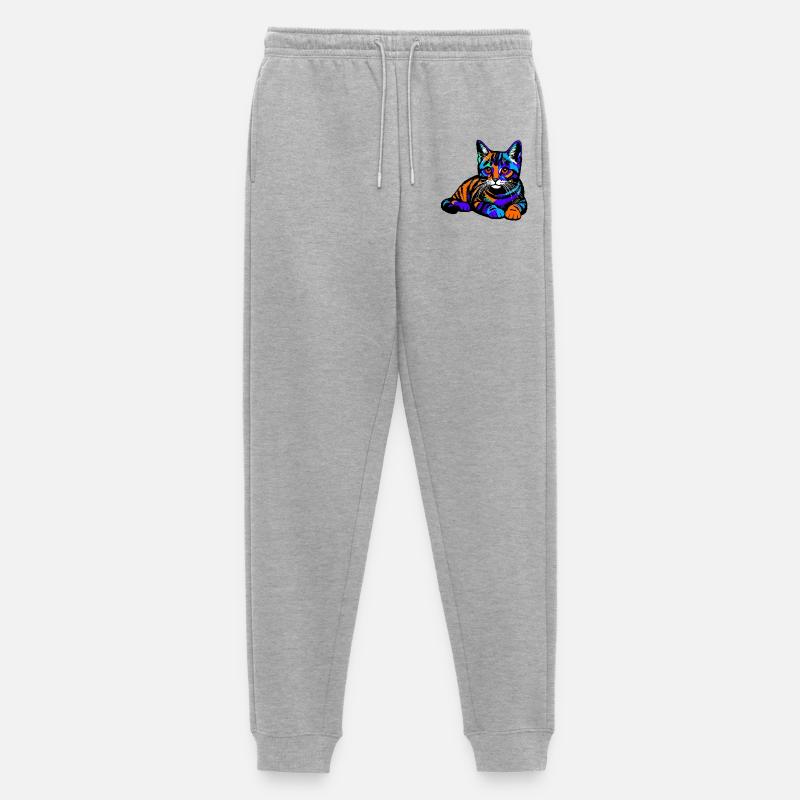 Katze - Männer Premium Bio Jogginghose - Grau meliert