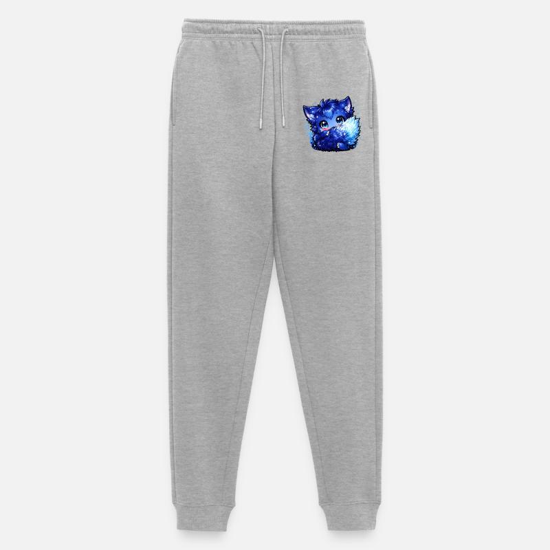 Blauer Eisfuchs Chibi-Design - Männer Premium Bio Jogginghose - Grau meliert