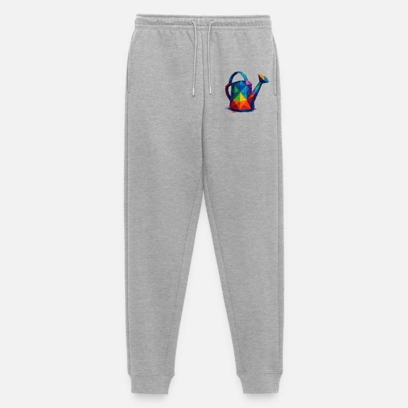 Geometrische Gießkanne – Low-Poly-Gartendesign - Männer Premium Bio Jogginghose - Grau meliert