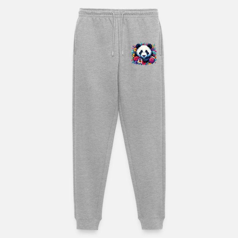 Panda - Männer Premium Bio Jogginghose - Grau meliert