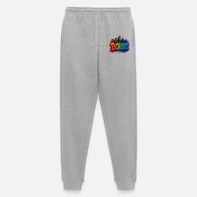 Boise Graffiti Skyline - Männer Premium Bio Jogginghose - Grau meliert