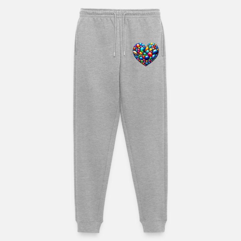 Buntes Herz - Männer Premium Bio Jogginghose - Grau meliert