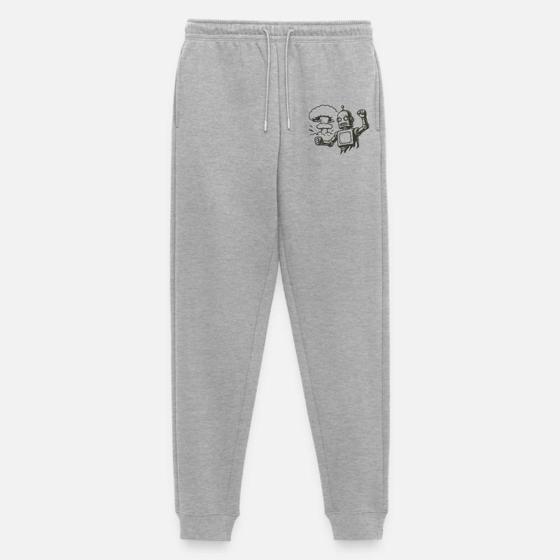 Robot rétro devant un nuage d’explosion - Pantalon de jogging Premium bio Homme - gris chiné