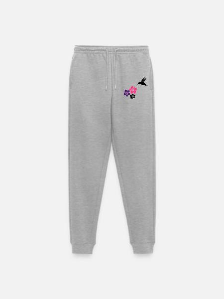 Colibri avec des fleurs d'hibiscus - Pantalon de jogging Premium bio Homme - gris chiné