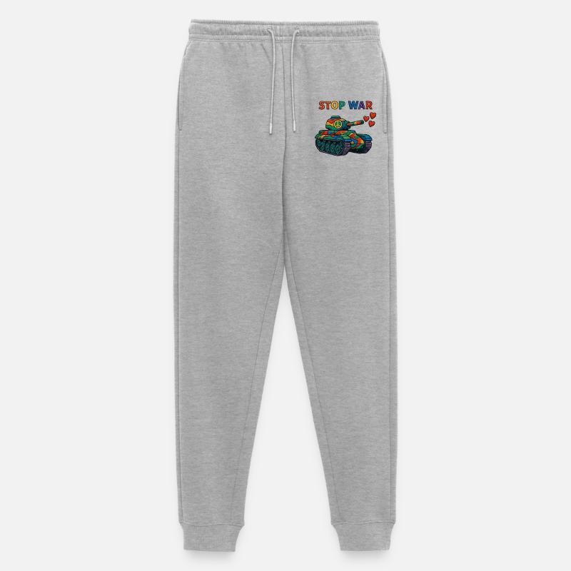 Regenbogen Panzer mit Peace-Zeichen – STOP WAR - Männer Premium Bio Jogginghose - Grau meliert