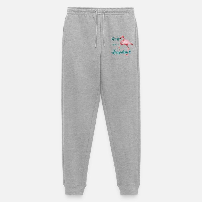 Flamingo mit Longdrink Retro - Männer Premium Bio Jogginghose - Grau meliert
