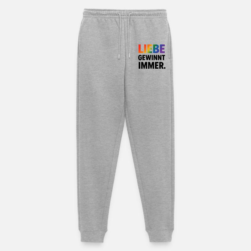 Regenbogen Spruch Liebe Gewinnt Immer - Männer Premium Bio Jogginghose - Grau meliert