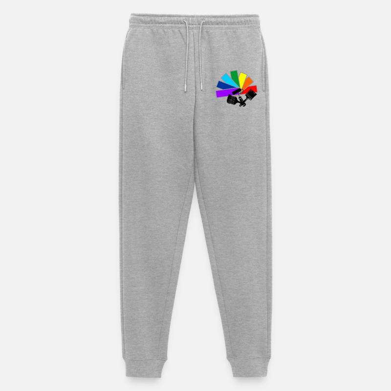 Farbfächerdeck mit Schattenpinseln und Rollenlogo - Männer Premium Bio Jogginghose - Grau meliert