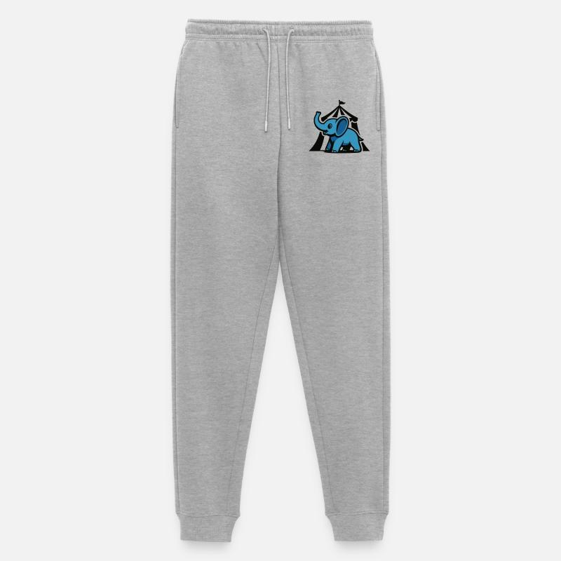 Blue Circus Elephant - Men's Premium Organic Joggers - heather grey