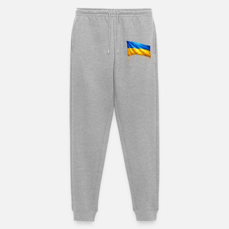 Bandiera Ucraina che goccia - Pantaloni da jogging ecologici premium da uomo - grigio melange
