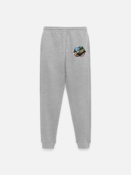 Earth in Hands: Global Responsibility - Men's Premium Organic Joggers - heather grey