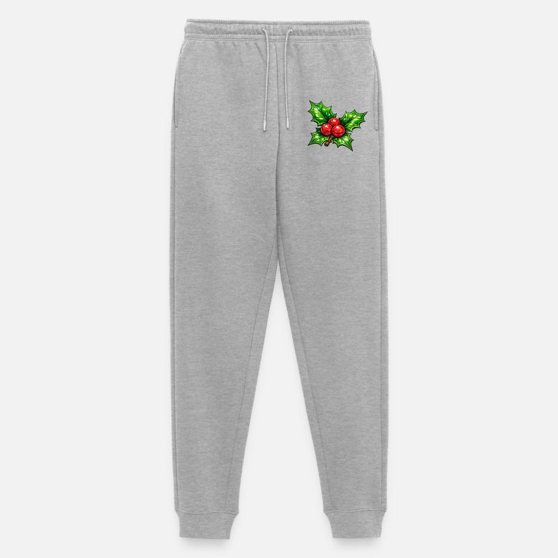 Stechpalme mit Beeren - Männer Premium Bio Jogginghose - Grau meliert
