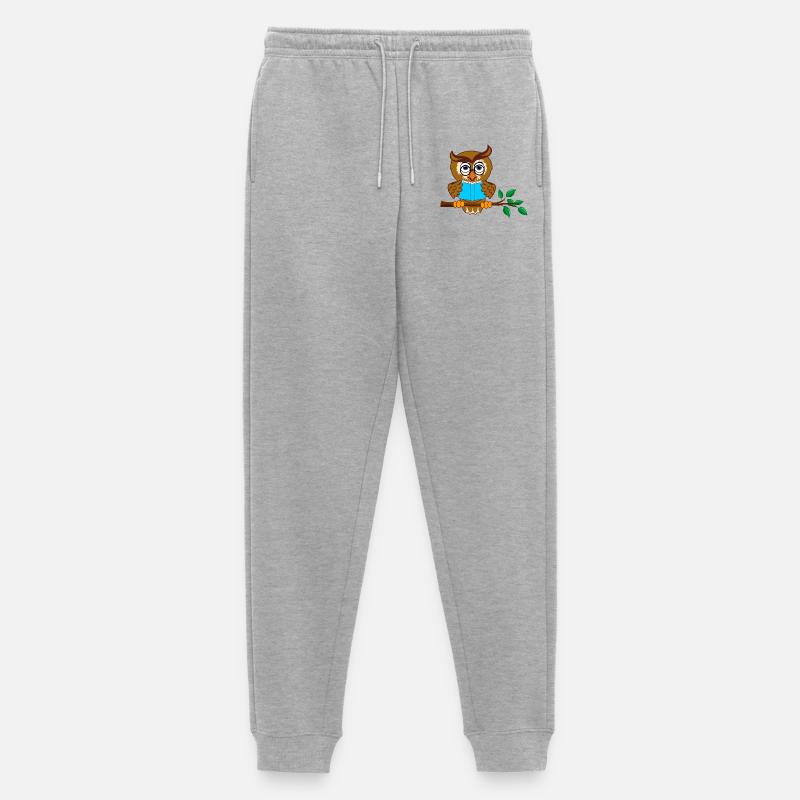 Ast Eule mit blauem Buch - Männer Premium Bio Jogginghose - Grau meliert