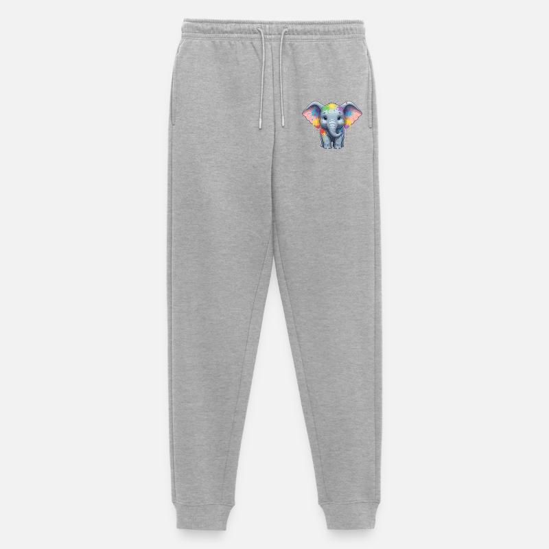 Bunter Elefanten-Splash - Männer Premium Bio Jogginghose - Grau meliert