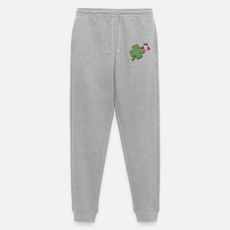 Cloverleaf with Ladybug (ladybug) - Men's Premium Organic Joggers - heather grey
