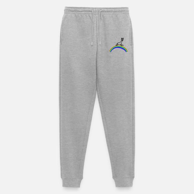 Regenbogen Alpaka Konfetti Muster - Männer Premium Bio Jogginghose - Grau meliert