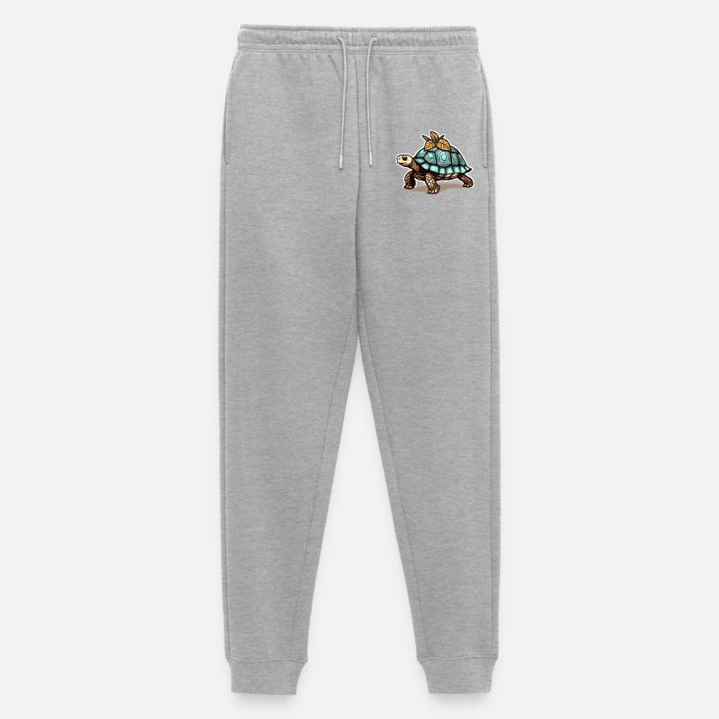 Schildkröte mit blauem Panzer & Blättern - Männer Premium Bio Jogginghose - Grau meliert