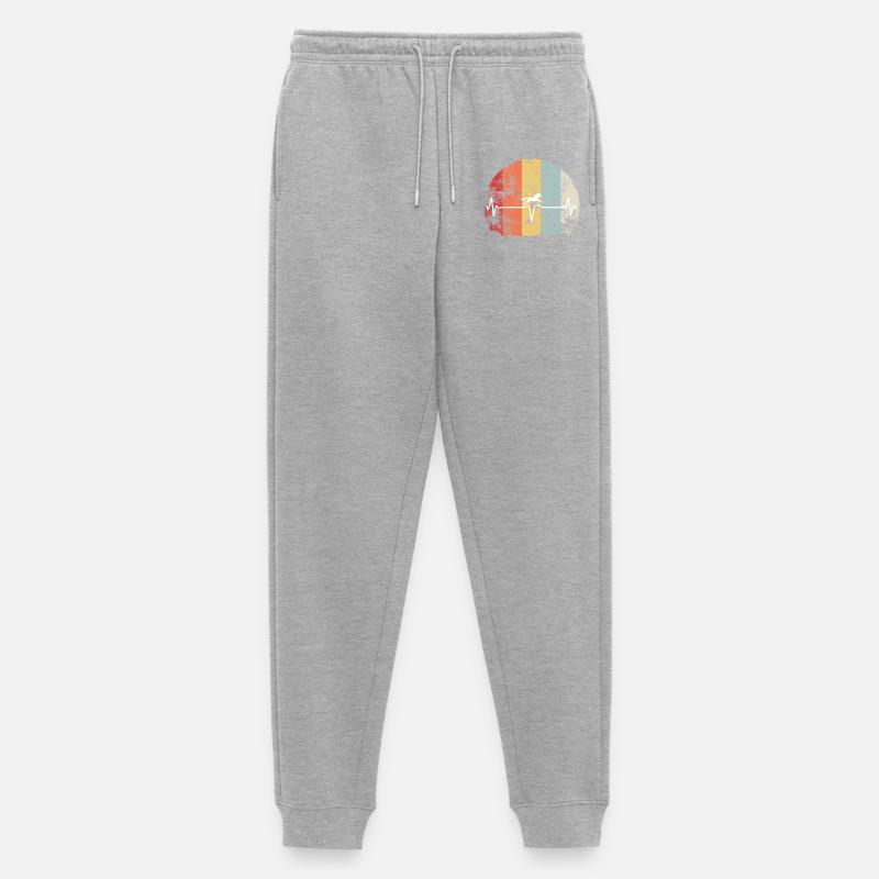 Herzschlag-Pferd im Retro Regenbogen - Männer Premium Bio Jogginghose - Grau meliert