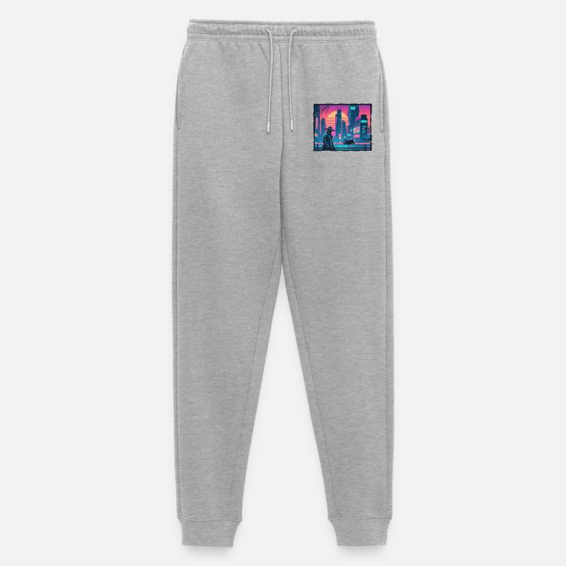Retro Wave Tokyo Cyber - Männer Premium Bio Jogginghose - Grau meliert