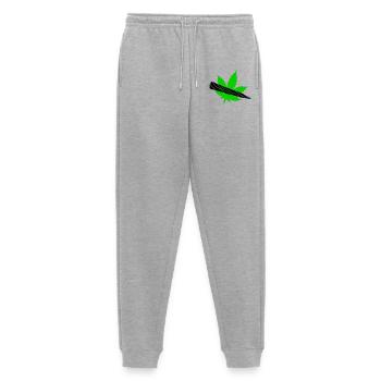Grünes Blatt-Silhouette-Design - Männer Premium Bio Jogginghose - Grau meliert - Vorne - Thijin (182cm)