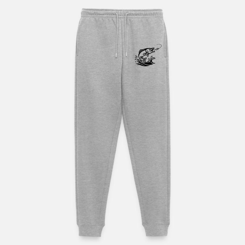 Hecht Raubfisch Silhouette - Männer Premium Bio Jogginghose - Grau meliert