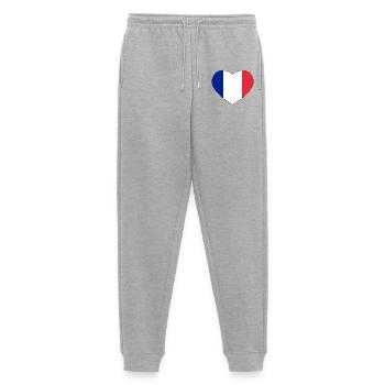 Blue white red tricolor heart - Flag FRANCE - Men's Premium Organic Joggers - heather grey - Front - Thijin (182cm)