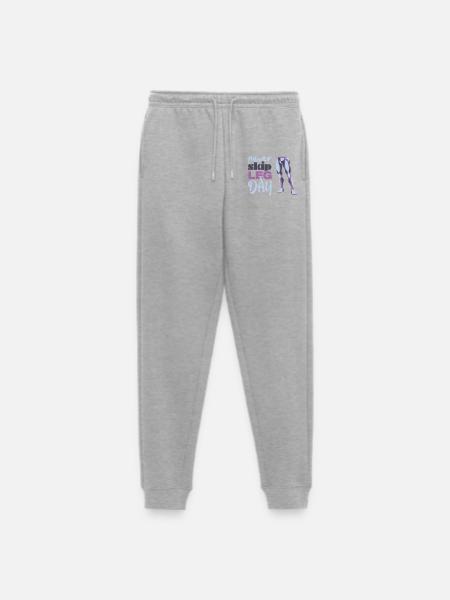 Never Skid Leg Day Graphic - Men's Premium Organic Joggers - heather grey