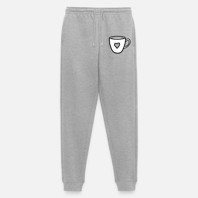 Kaffeebecher mit Herz - Männer Premium Bio Jogginghose - Grau meliert