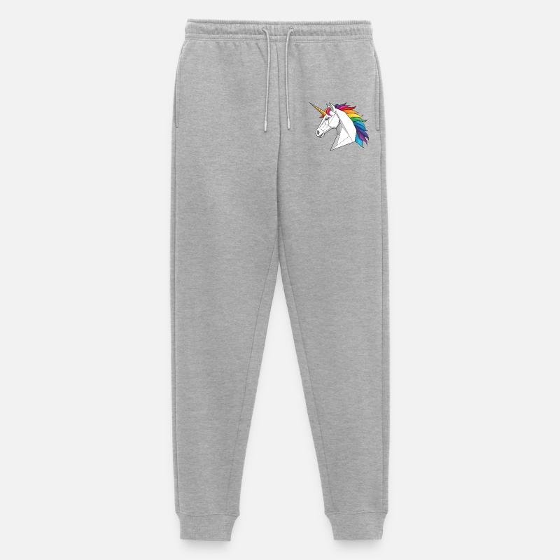 Geometrisches Einhorn mit Regenbogen - Männer Premium Bio Jogginghose - Grau meliert