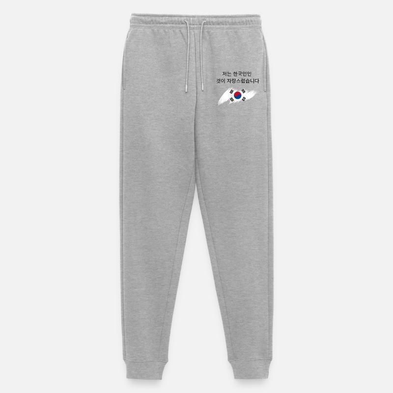 Stolz darauf, Südkoreaner zu sein 저는 한국인인 것이 자랑스럽습니다 - Männer Premium Bio Jogginghose - Grau meliert