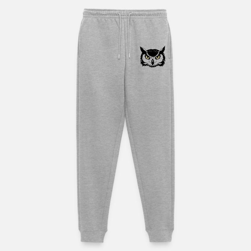 Mystischer Eule Kopf Natur - Männer Premium Bio Jogginghose - Grau meliert