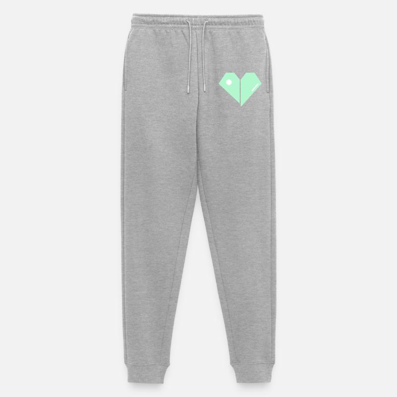 Mint Herz Split Minimalist - Männer Premium Bio Jogginghose - Grau meliert