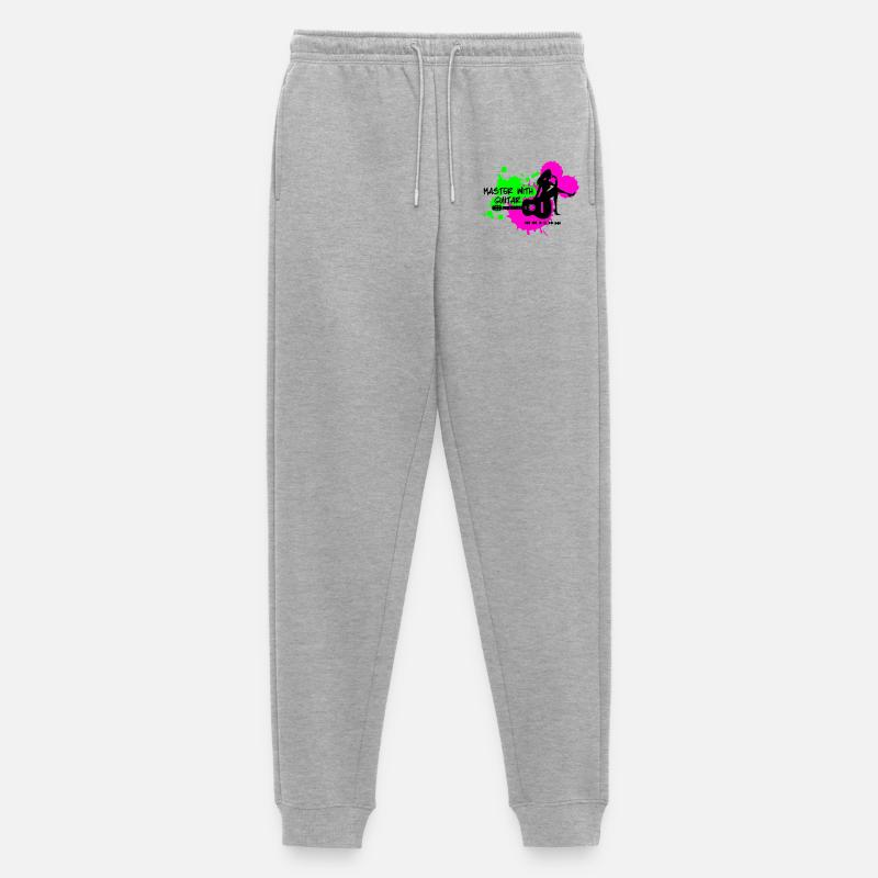 Master with guitar - Grün Pink - Männer Premium Bio Jogginghose - Grau meliert