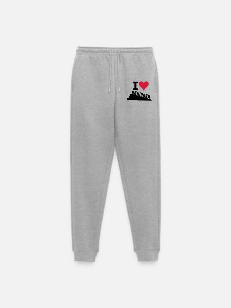 Crimson Heart Love Typography - Men's Premium Organic Joggers - heather grey