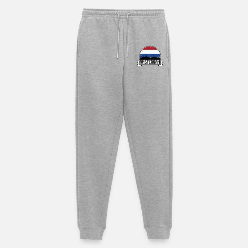 Amsterdam Skyline Retro Abzeichen - Männer Premium Bio Jogginghose - Grau meliert
