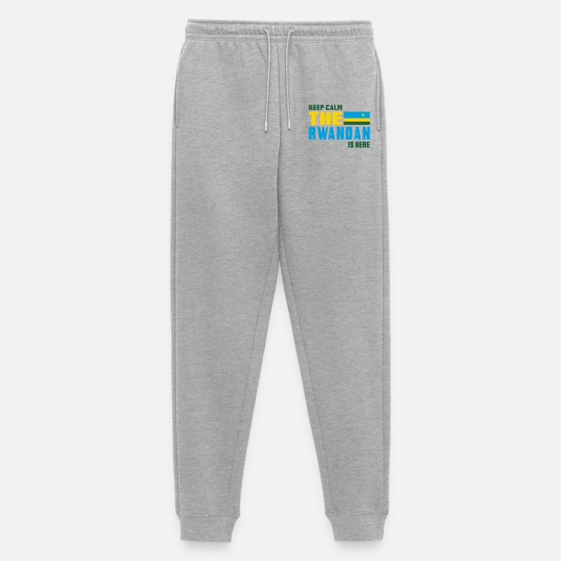 Keep Calm Ruanda Flaggen Design - Männer Premium Bio Jogginghose - Grau meliert