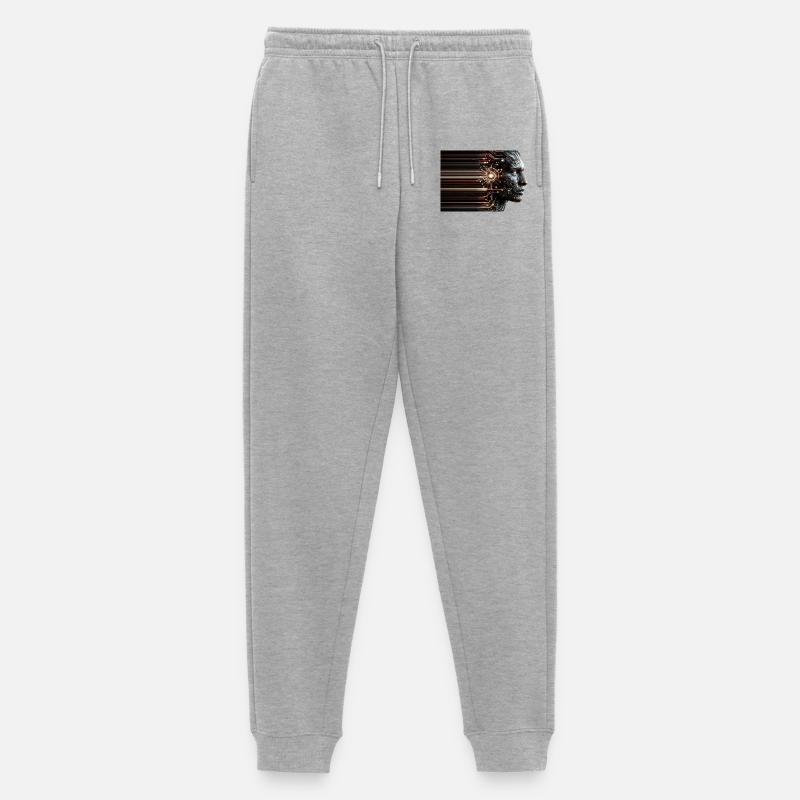 Digitaler Geist Cyborg Design - Männer Premium Bio Jogginghose - Grau meliert