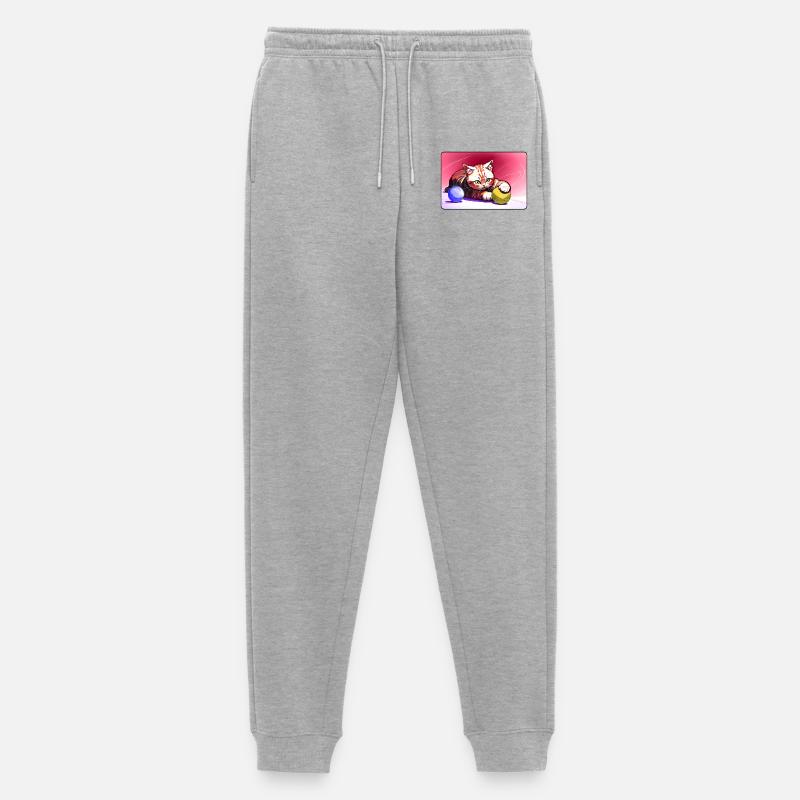 Rotgestreiftes Tigerkätzchen - Männer Premium Bio Jogginghose - Grau meliert